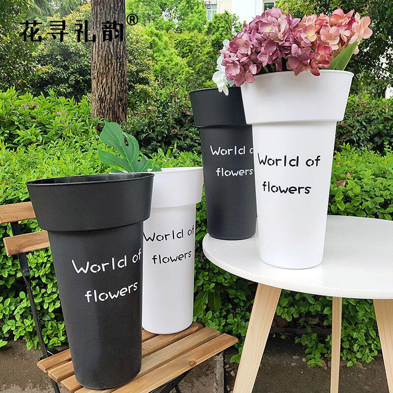 速发醒花桶插花花瓶养花家用塑料大号鲜花桶水桶花店花器桌面摆件