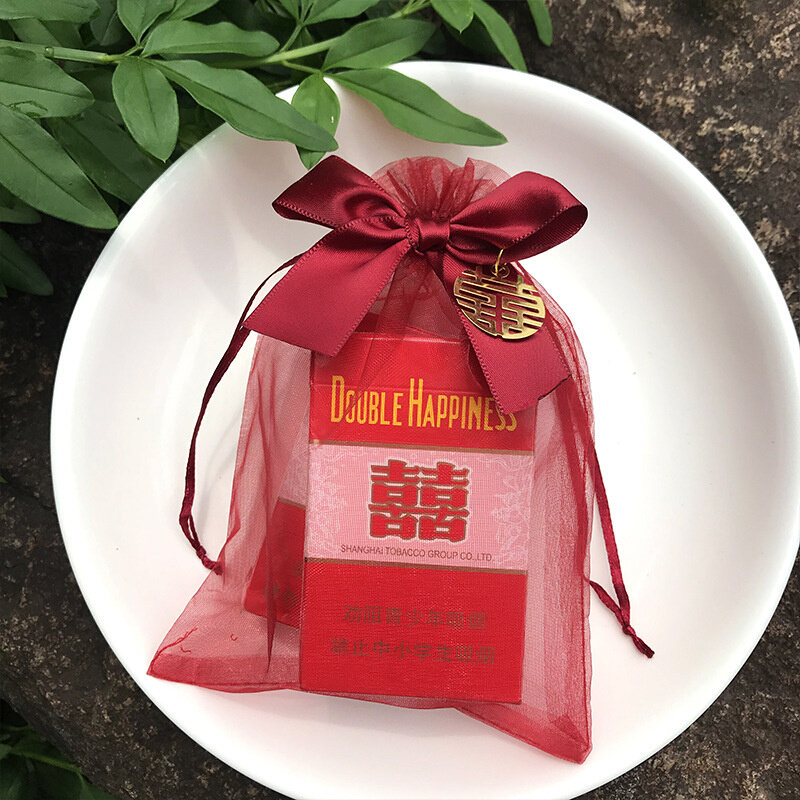 速发BC10婚礼款蝴蝶结喜糖纱袋结婚回礼袋生日喜宴礼品包装袋抽绳