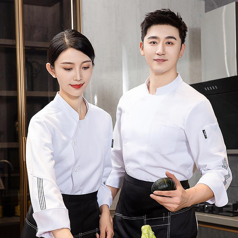 高货蛋糕面包烘焙坊白色厨师工作服短袖学校幼儿园食堂厨房工作服