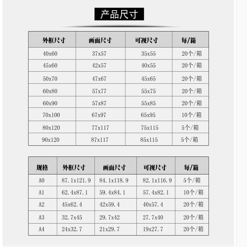 速发开启式铝合金电梯广告框奶茶店海报框4相框挂墙大画框3营业执