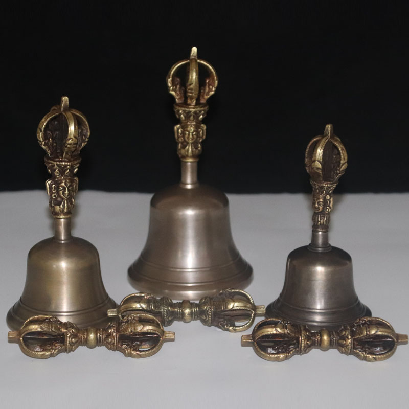 速发尼泊光纯铜密宗五股尔刚铃杵金面金刚杵法器纯铜铃铛大中小加