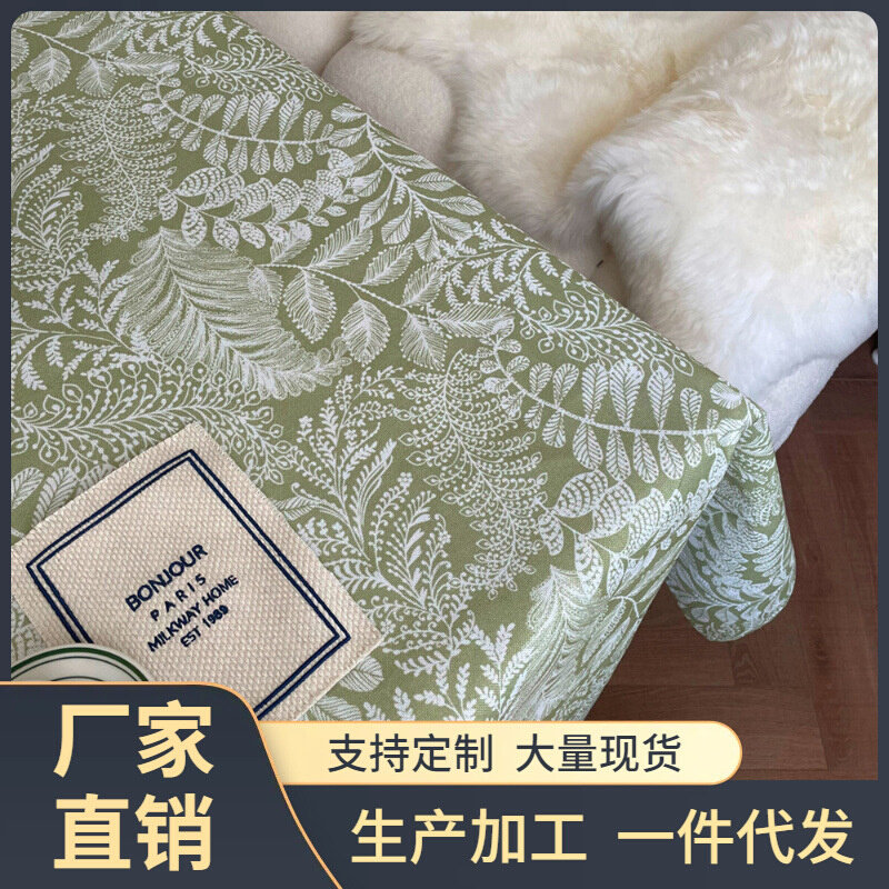 速发K6WY春日气息~ins风绿色植物花卉防水桌布复古茶几布台布拍摄