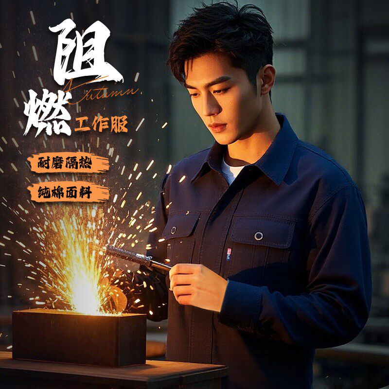 速发防烫劳保工作男服纯棉电焊阻燃防护服耐磨工厂车间工装印logo