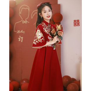 速发中禾敬酒服新娘旗衣孕妇礼服结婚订婚连袍裙大码 服高级感 秀式