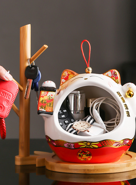 速发招财猫入户玄关收纳摆件进鞋门柜创意乔迁新居开业装品礼饰品