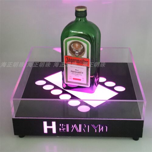速发发光酒座充电酒形带护栏洋酒酒架方吧V酒酒酒托七彩红具 定