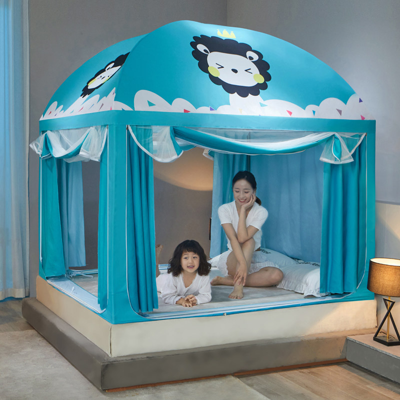 速发遮光蚊帐1用床帘链尘顶拉防蒙古包坐床儿童防摔1.5m床家.8米