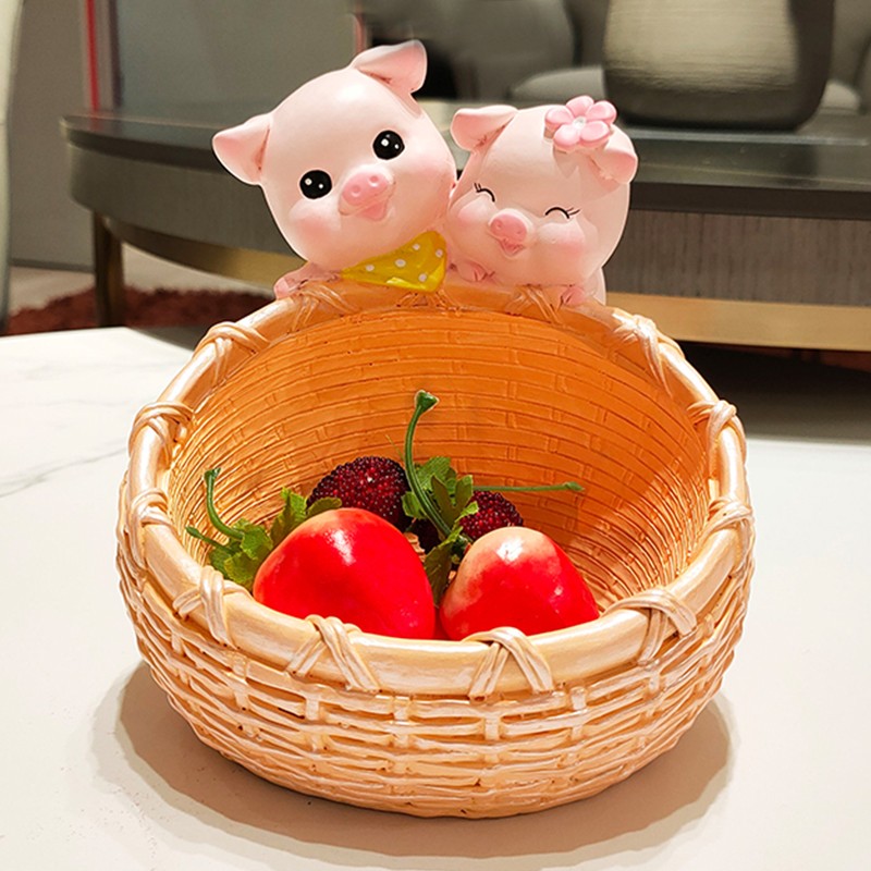 速发可爱小猪收纳摆件入户物关装饰品家居客玄创意轻奢门口置厅架