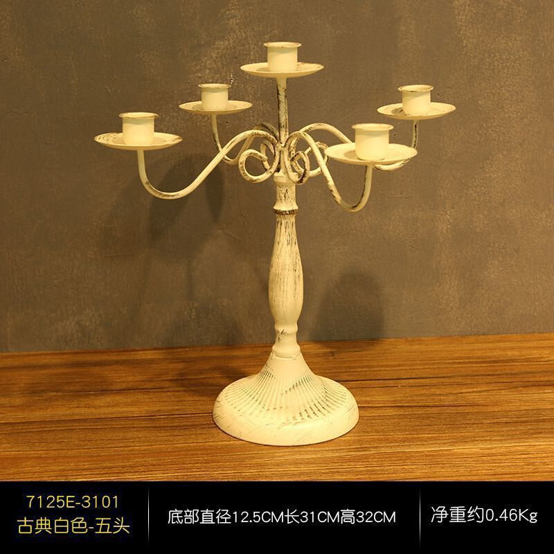 速发铁艺烛台创意家庭餐厅摆件欧式怀旧浪漫复古风家用烛光晚餐道