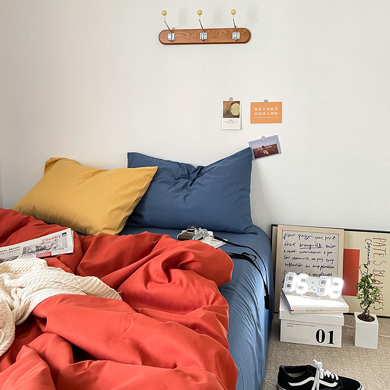 速发博主混搭四件套生洗棉1宿8被单人学水.舍笠款