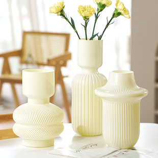 速发芬厅高级感插式奶油花瓶玻璃客顿风法花桌面装饰摆件