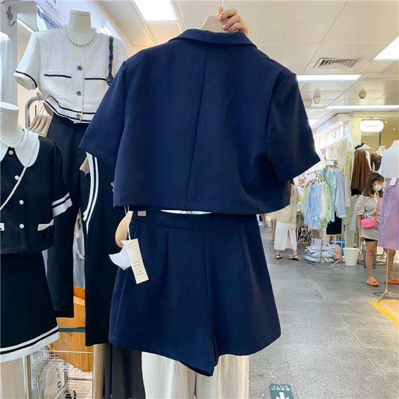 高货气场强大女装职业套装2024女夏天薄款短袖上衣搭配短裤气质两