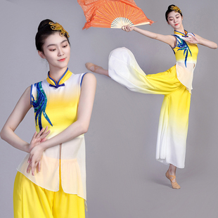 速发黄河秧从我家门逸过舞蹈表演服飘前古典扇子舞服装水歌舞演出