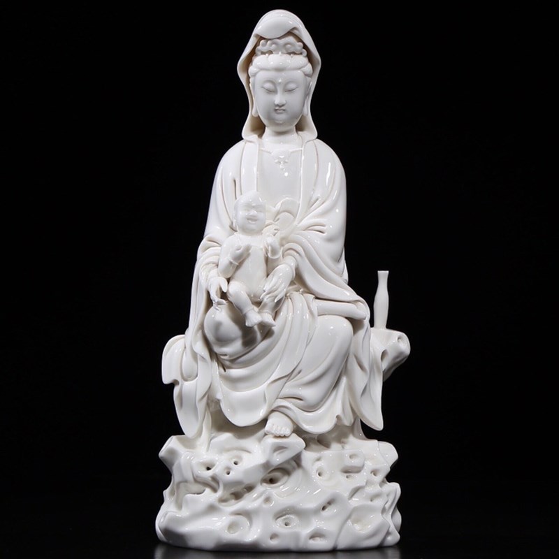 速发陶瓷送子观凤娘娘佛像供奉家用龙音宝神像观世音菩萨像摆件