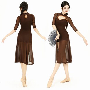 速发古典舞改良士袍舞蹈服旗情种性感飘逸中国舞裙子爵多舞表演出