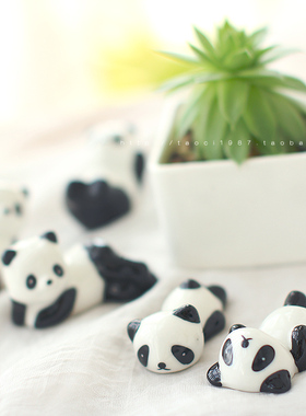 速发a陶猫熊猫筷架工艺品陶瓷家居摆件 黑白瓷熊筷架 装饰品 笔托