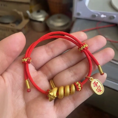 璞佐金店同款沙金纹路卷卷蛇手链