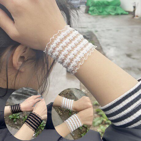 护腕女时尚夏遮疤遮纹身网纱手腕套薄款神器短款夏季疤痕饰品袖箍
