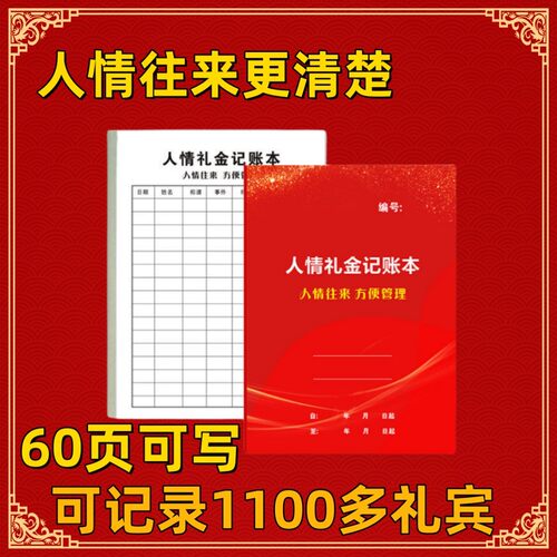 2024年人情礼金往来记账本家庭日常开销生活开支喜事收礼金簿同学