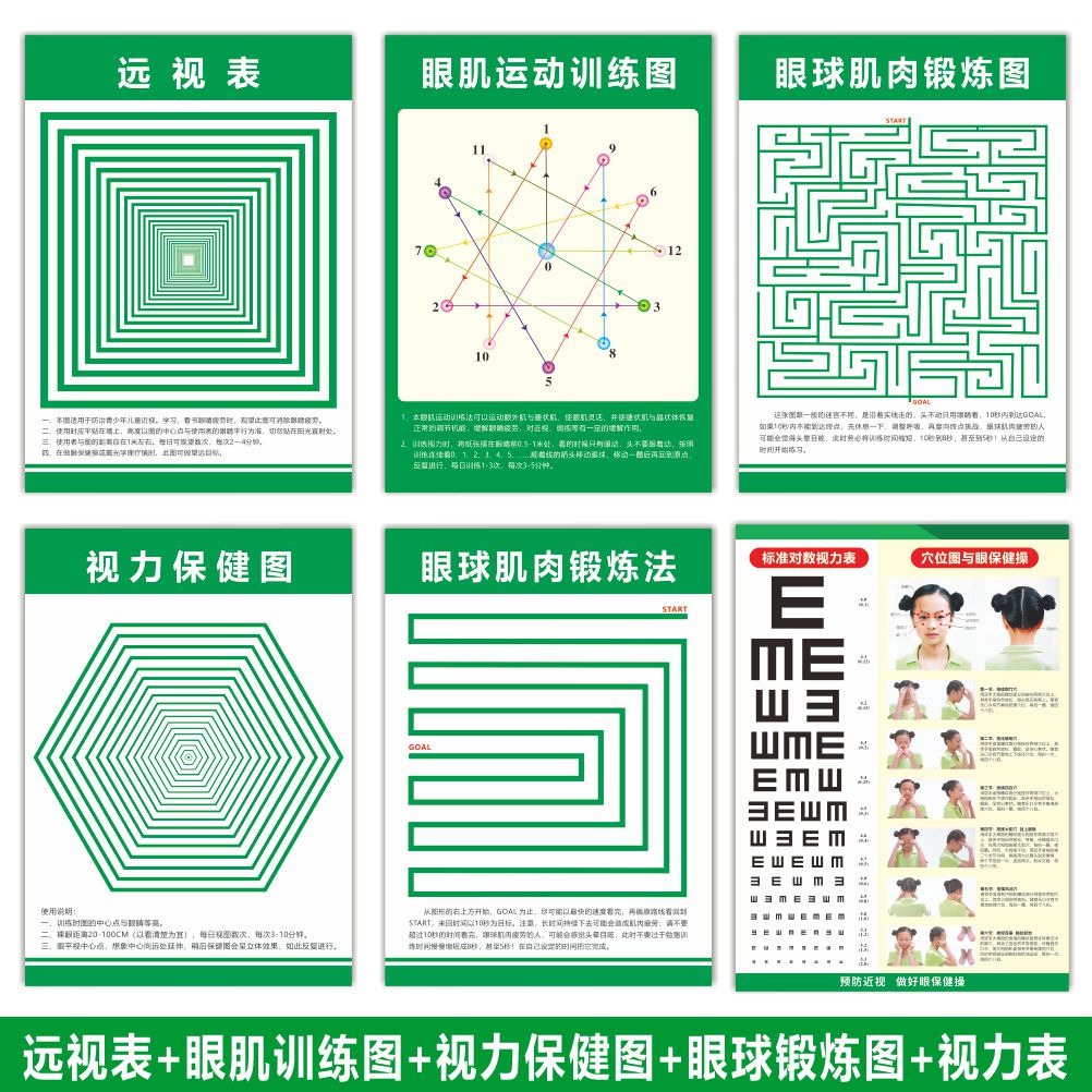 视力训练图散光矫正近视远视表眼肌训练运动增视图眼保健操墙贴