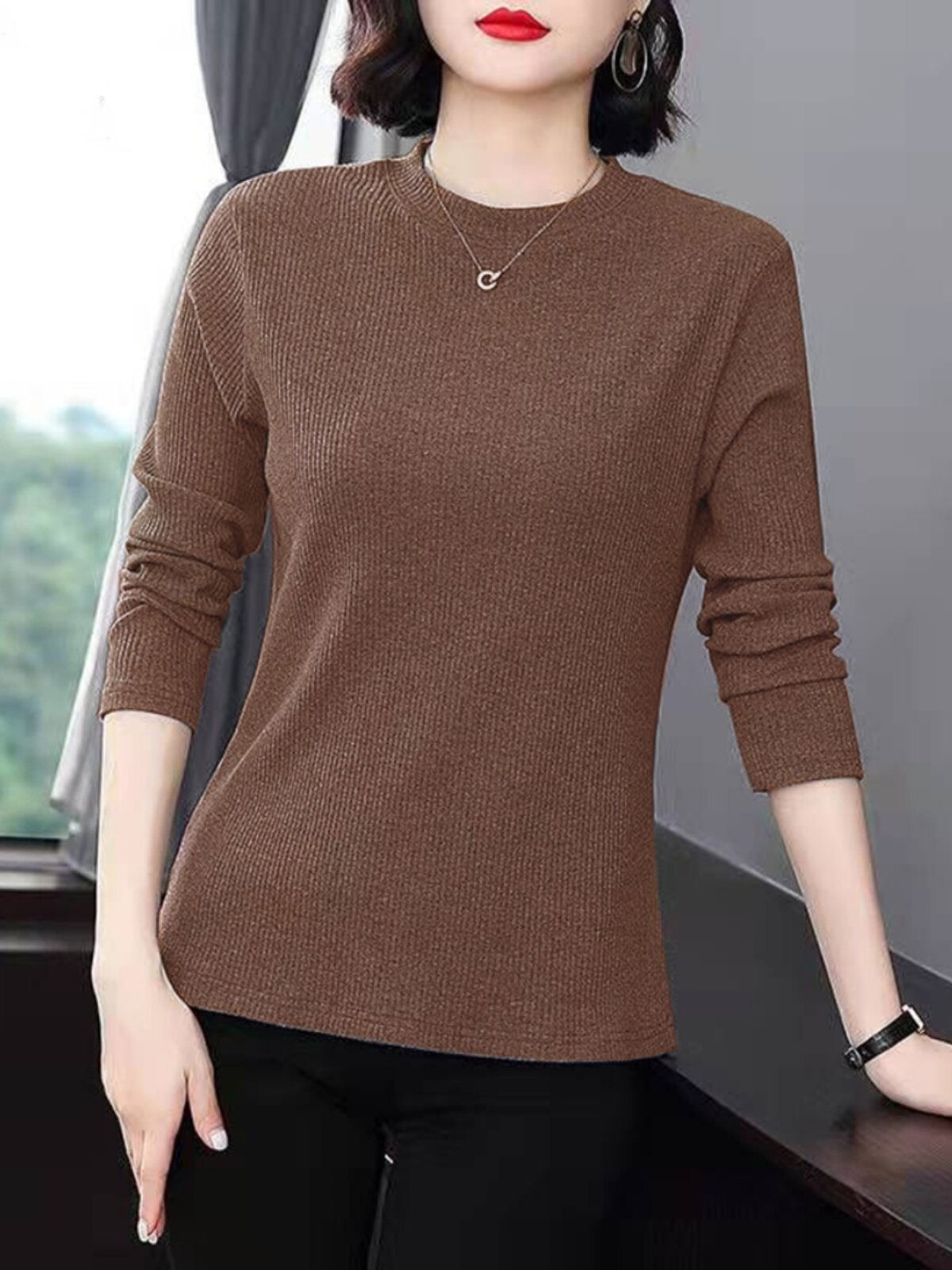 纯棉宽松长袖t恤女士2025年春秋新款时尚大码体恤圆领打底衫上衣