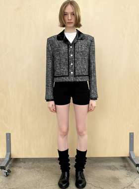 NECESSARY ANANKE黑色拼接翻领外套