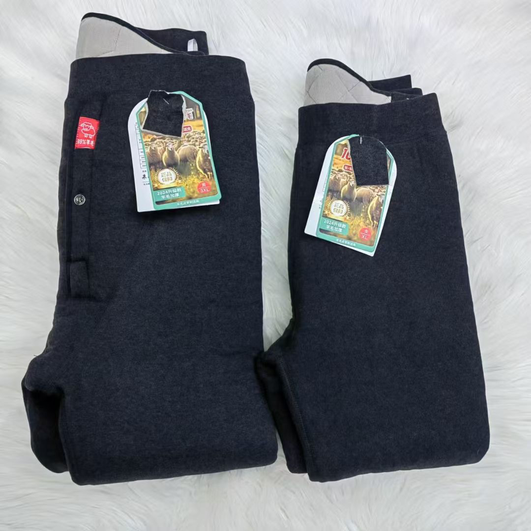 内穿羊毛裤（800克）冬季加厚填充高腰打底裤保暖裤男女修身弹力