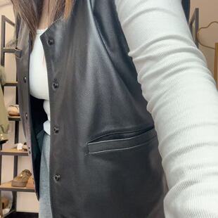 皮马甲女款春秋搭配牛皮显瘦休闲外搭