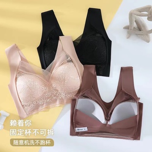 冰丝美背文胸女士内衣无钢圈聚拢胸罩防走光蕾丝收副乳运动背心式