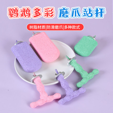 虎皮牡丹玄凤磨嘴站台站杆玩具鸟笼配件鹦鹉多彩站杆T型站杆