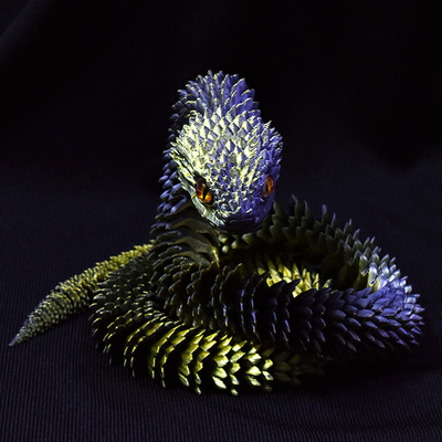 新款蝰蛇3d打印龙玩具模型渐变水晶夜光可活动关节立体摆件儿童