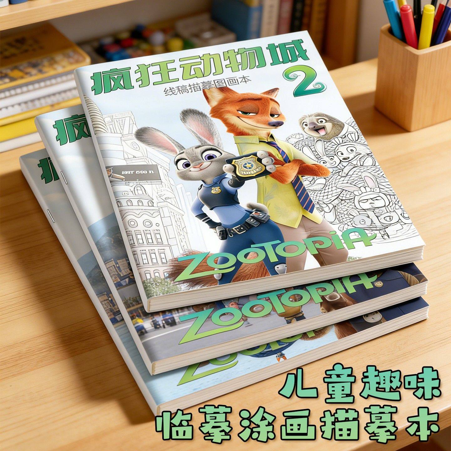 官方正版疯狂动物城涂色本描摹本可爱朱迪尼克高品质卡通线稿儿童临摹绘画二合一幼儿园3-6岁控笔训练本涂鸦6,文具电教/文化用品/商务用品,控笔训练本,淘宝优惠券,粉丝福利购,淘宝优惠卷