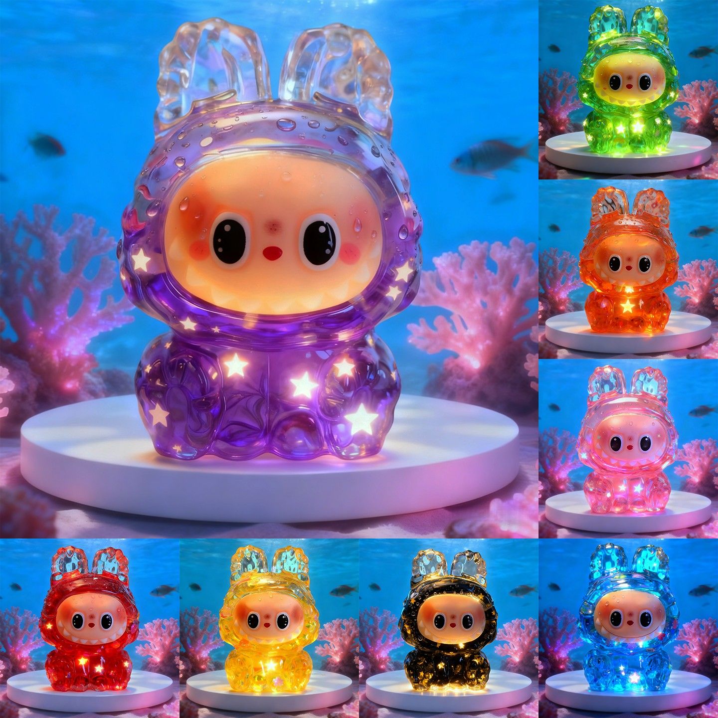 超美夜光爆闪拉布布流沙摆件过家家玩具女孩生日惊喜小礼物流沙瓶