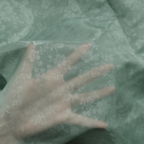 繁花明制暗纹布料欧根纱缎面