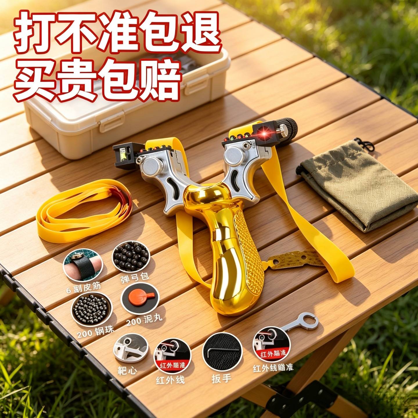 弹弓高精度激光大威力快压精准扁皮弓皮筋户外竞技弹工