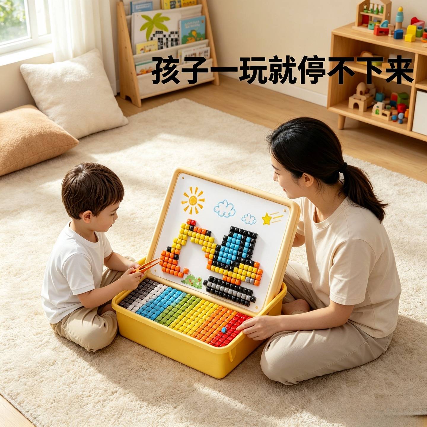 立体插插乐蘑菇钉拼图益智玩具大颗粒锻炼专注力六一儿童节礼物