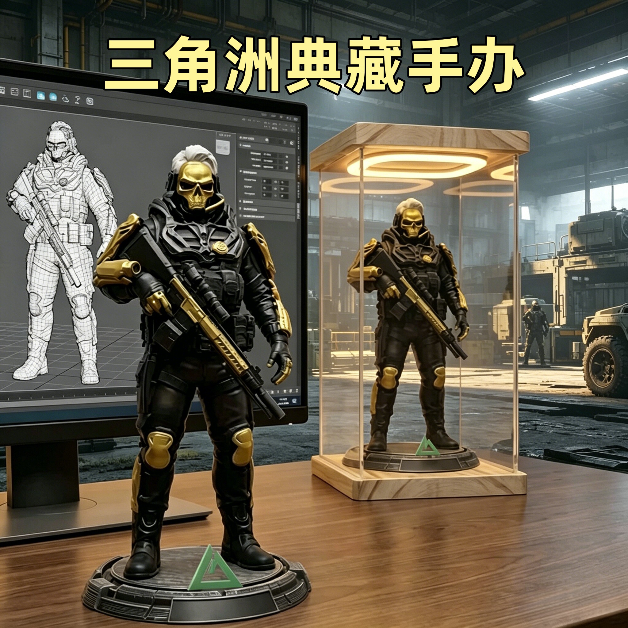三角洲行动蚀金玫瑰红狼手办