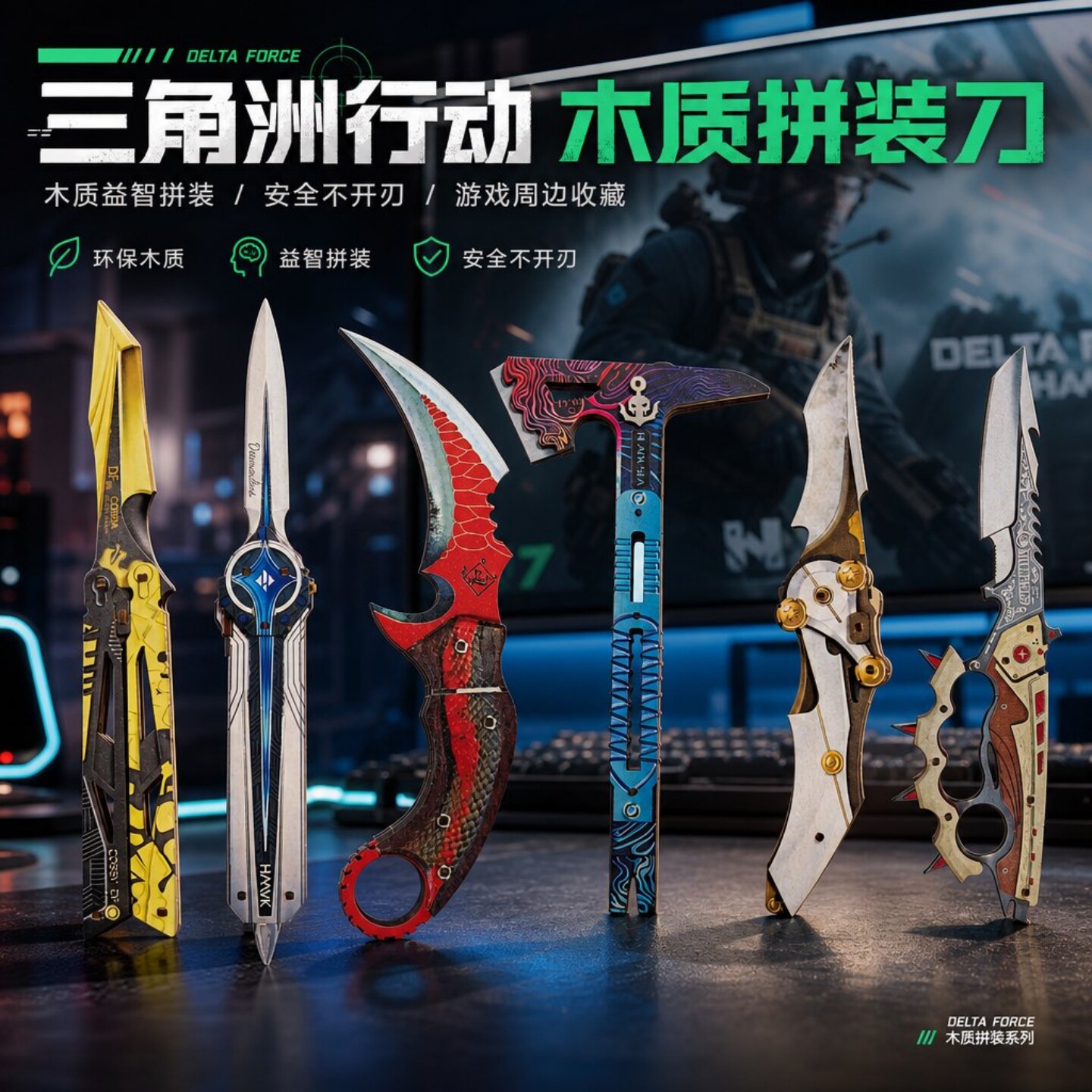 三角洲行动木质拼装刀安全不开刃