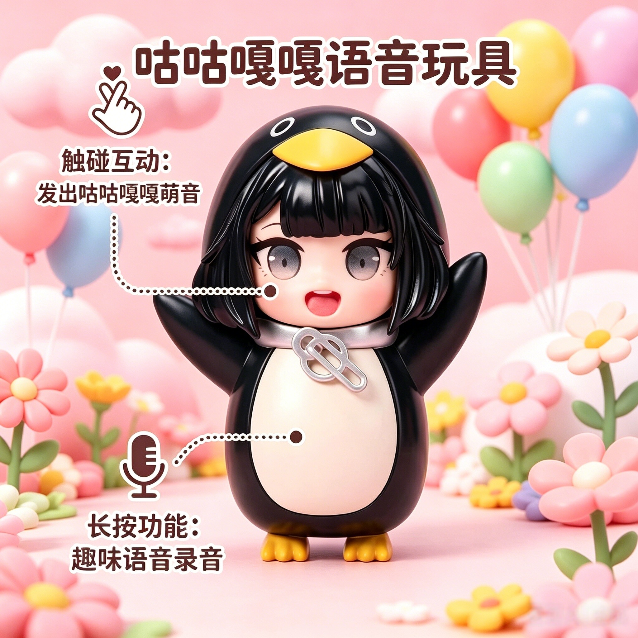 咕咕嘎嘎发声企鹅语音玩具挂件