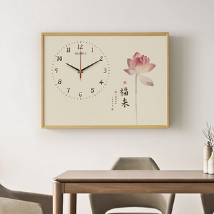 新中式电表箱装饰画免打孔字画遮挡配电箱盖板挂画电闸箱带钟表