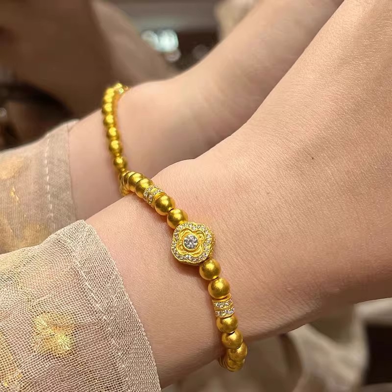古法黄金色人生四美转运珠手链女点锆镶嵌轻奢高级感轻奢手串手饰