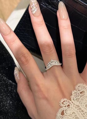 简约韩国皇冠指环开口女法式轻奢高级感精致网红甜美礼物手饰配饰