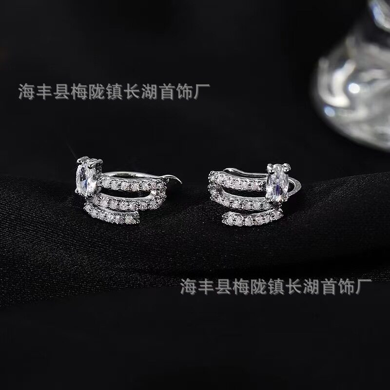 超闪多层锆石耳夹女气质小众简约欧美精致大方百搭高级感无耳洞