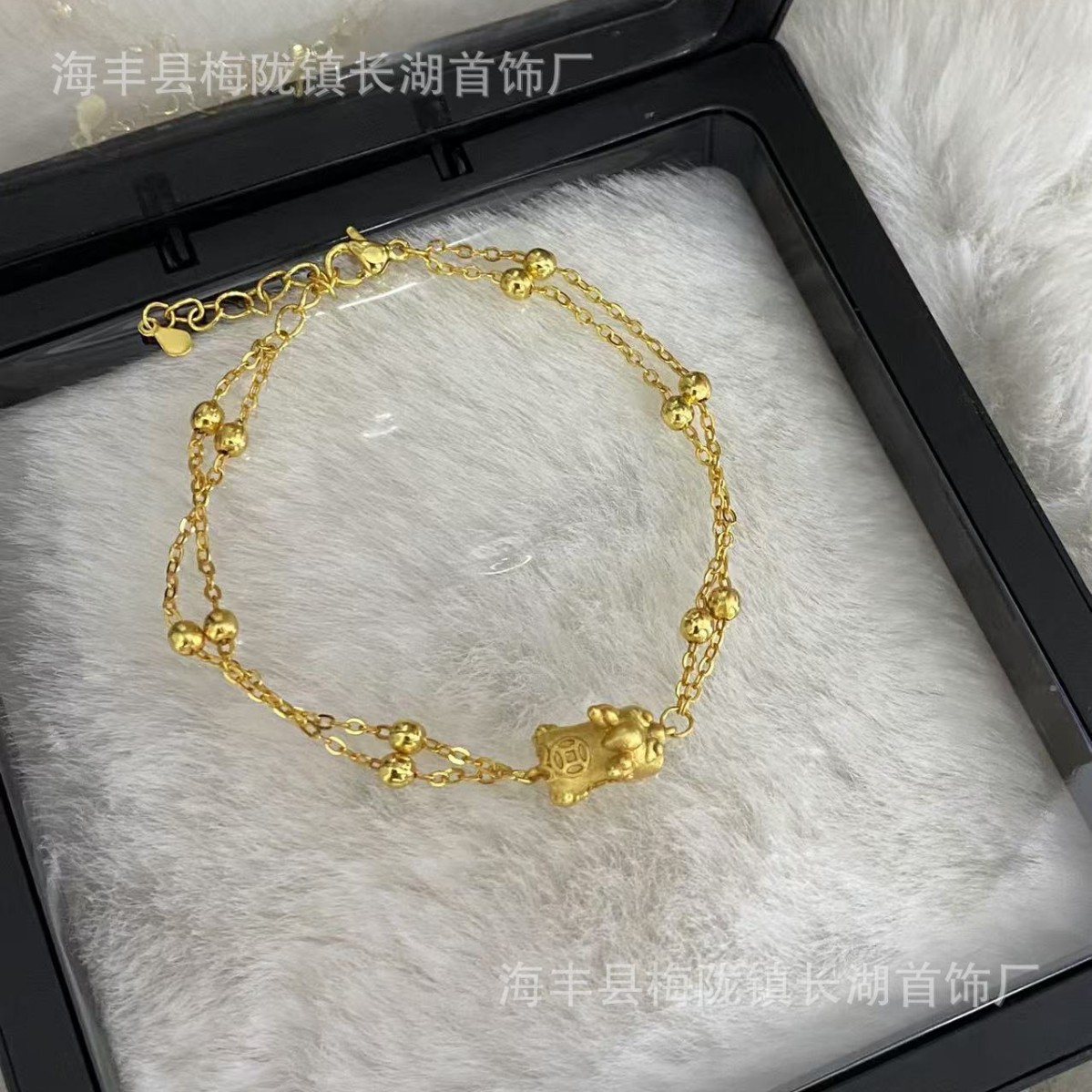 沙金新款手镯手链小红书混搭简约小貔貅手链女传承手镯套装