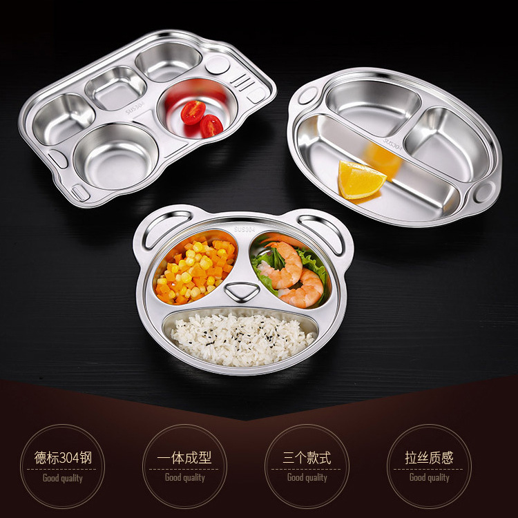 儿童不锈钢餐盘304健康卡通汽车耐摔餐具可消毒柜耐用宝宝吃饭碗