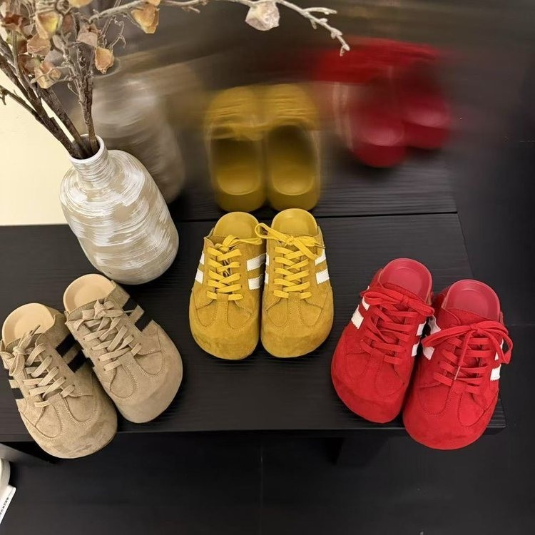 春款时尚韩版系带休闲风百搭包头半拖鞋勃肯鞋