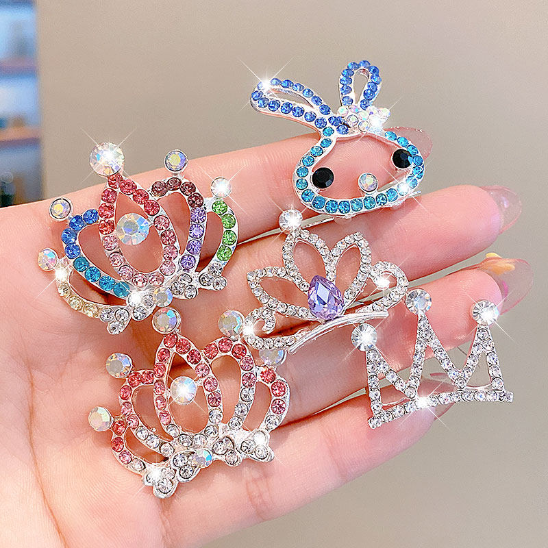儿童皇冠水钻插梳可爱卡通公主发卡头饰碎发整理神器宝宝王冠发饰