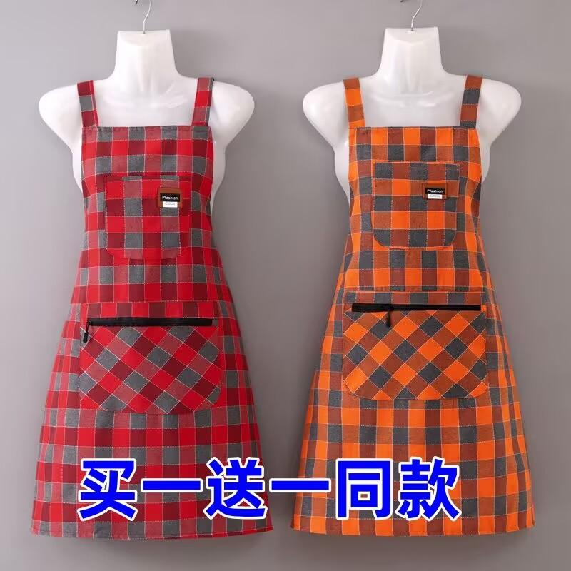 高档棉布围裙厨房做饭防油背带式围腰成人上班干活耐脏洋气工作服