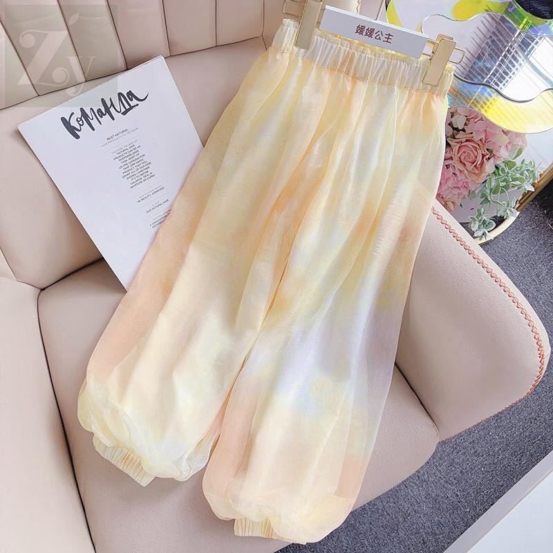 女童灯笼裤2026新款夏季中大童阔腿宽松休闲裤雪纺防蚊长裤夏装