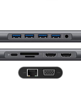 12-in-1 USB Type-C Docking Station Hub to Dual 4K HDMI/USB3